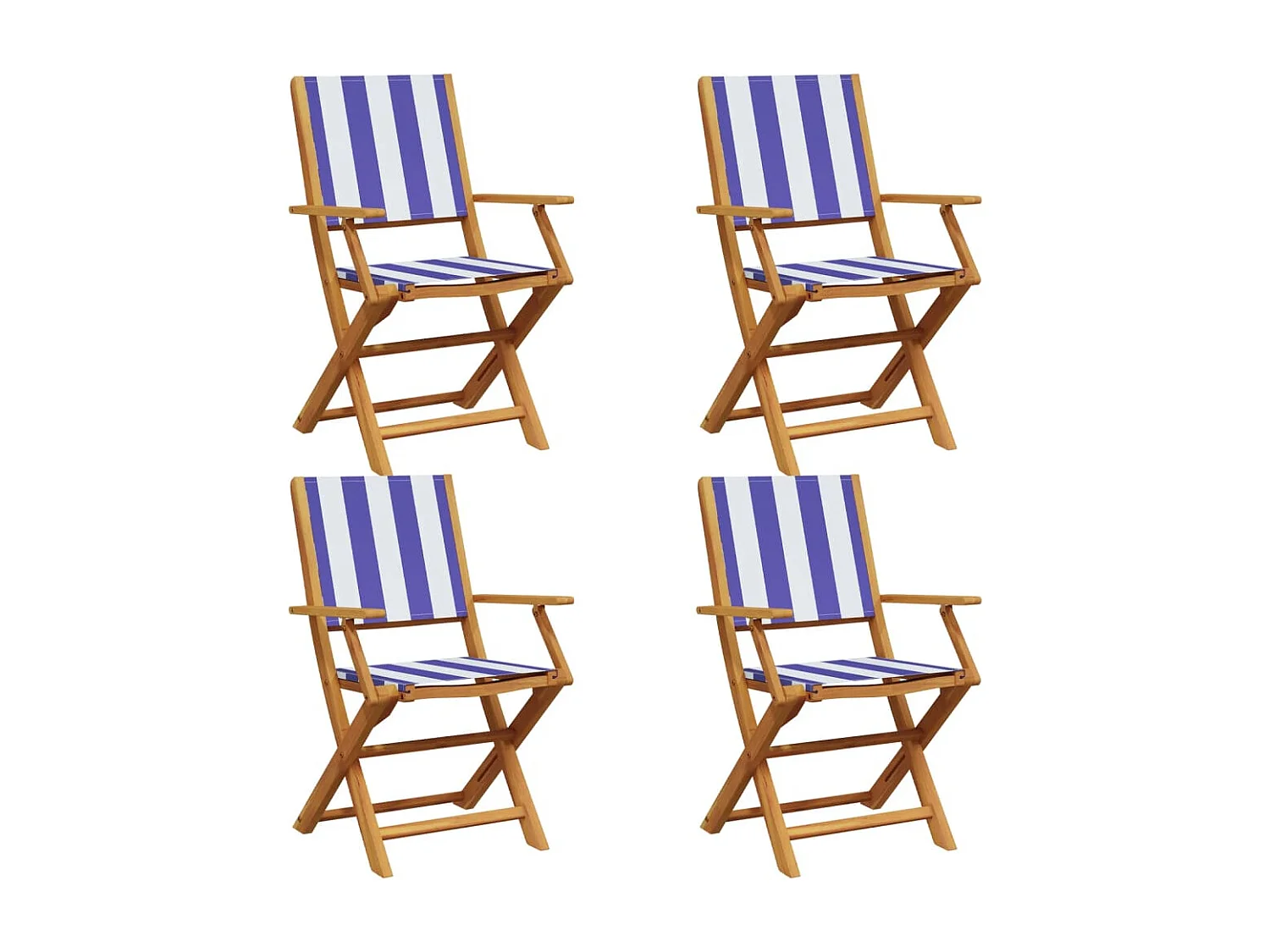 Chaises de jardin pliantes lot de 4 tissu et bois massif