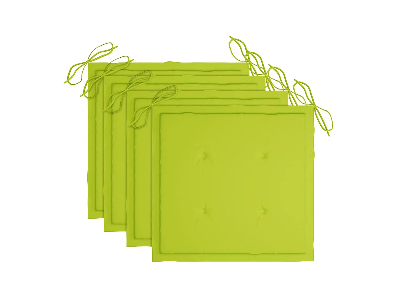 Chaises de jardin avec coussins vert vif 4 pièces Bois de teck