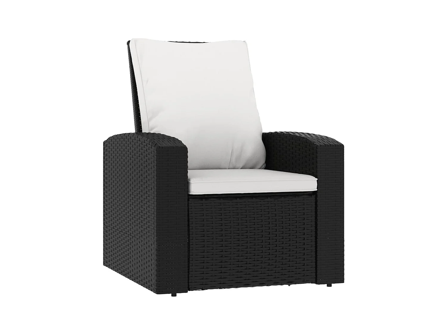 Fauteuil inclinable de jardin avec coussins noir résine tressée