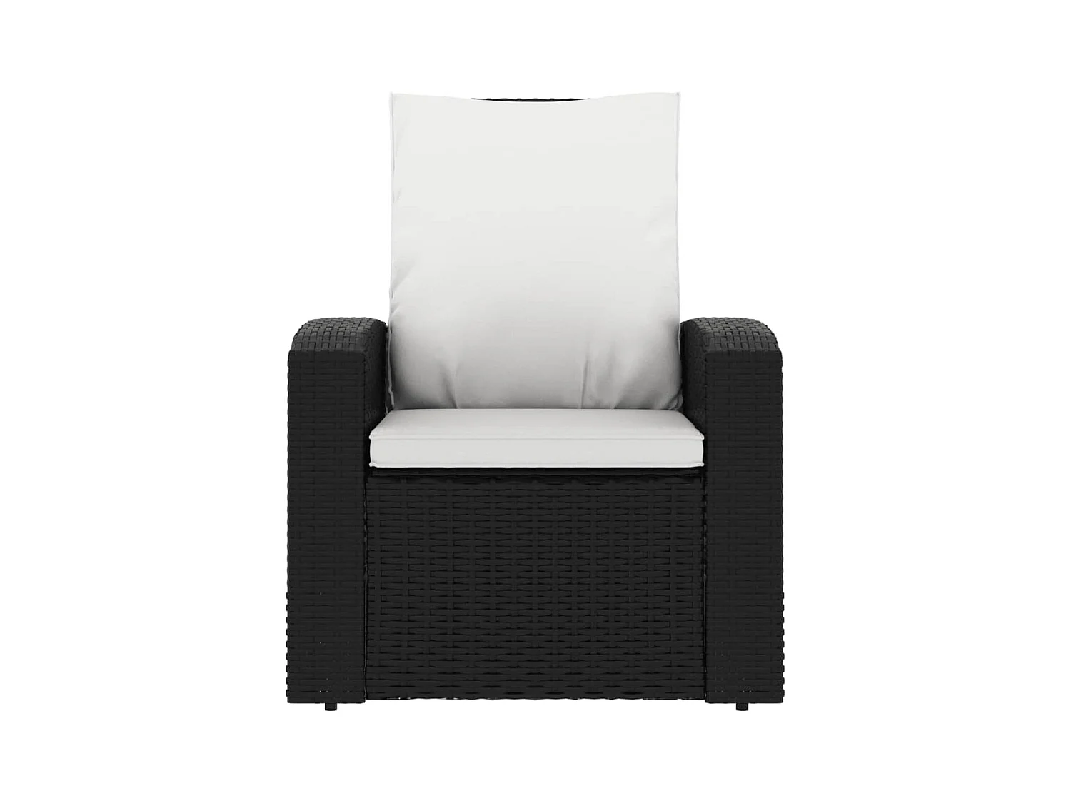 Fauteuil inclinable de jardin avec coussins noir résine tressée