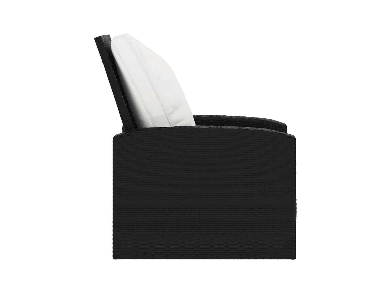 Fauteuil inclinable de jardin avec coussins noir résine tressée