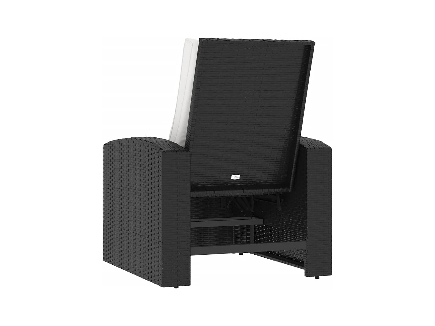 Fauteuil inclinable de jardin avec coussins noir résine tressée