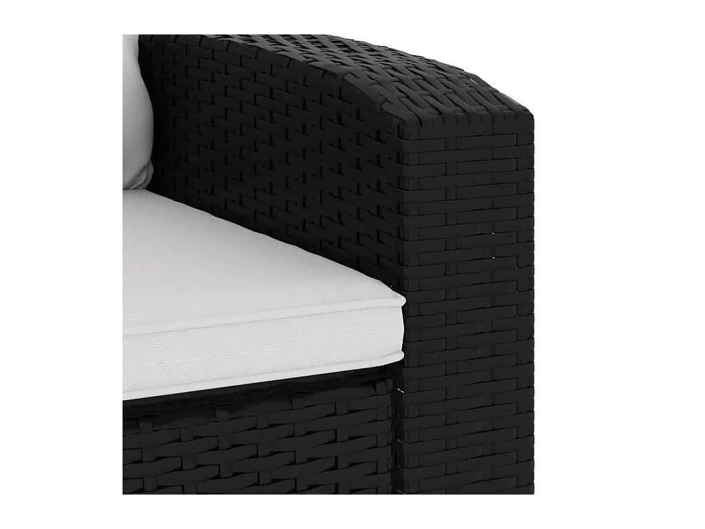 Fauteuil inclinable de jardin avec coussins noir résine tressée