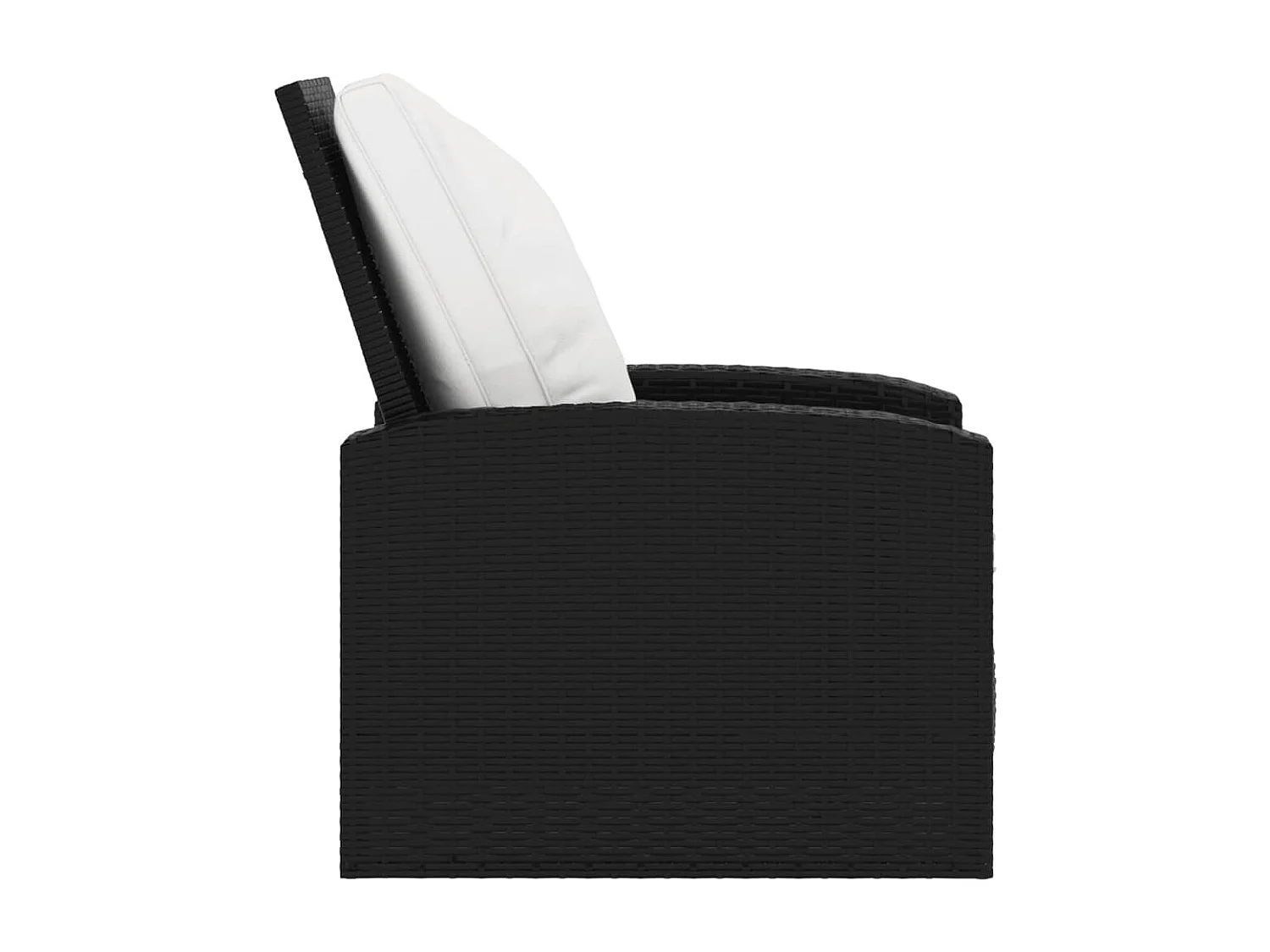 Cadeira de jardim reclinável com almofadões vime PE preto