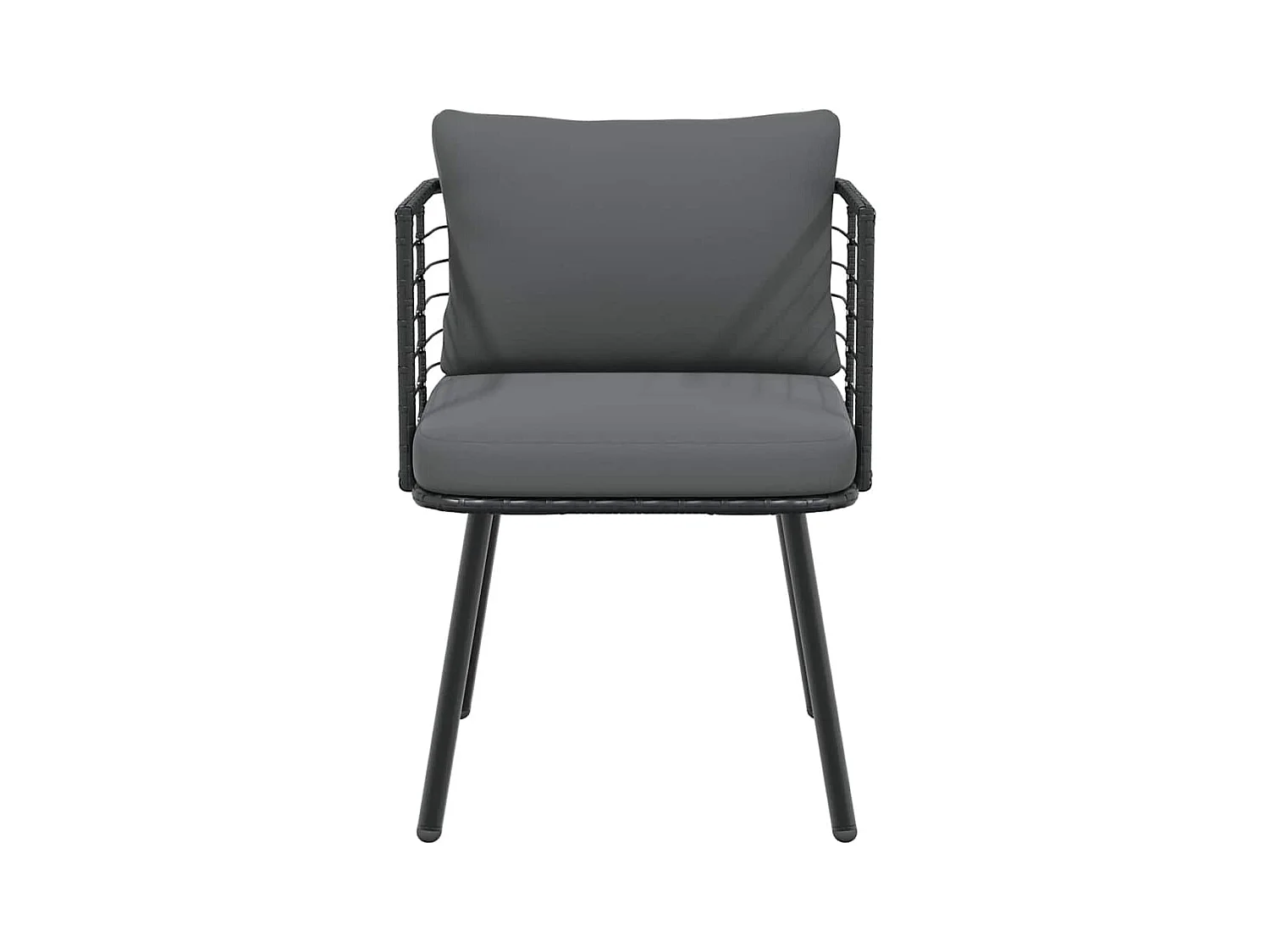 Tuinstoel met kussens poly rattan zwart