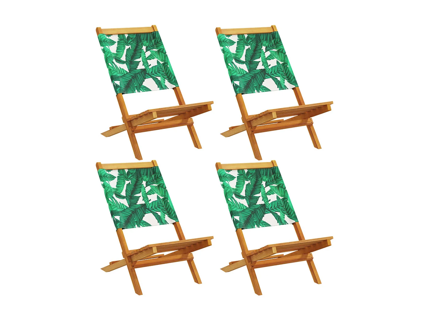 Chaises de jardin pliantes lot de 4 vert tissu et bois massif