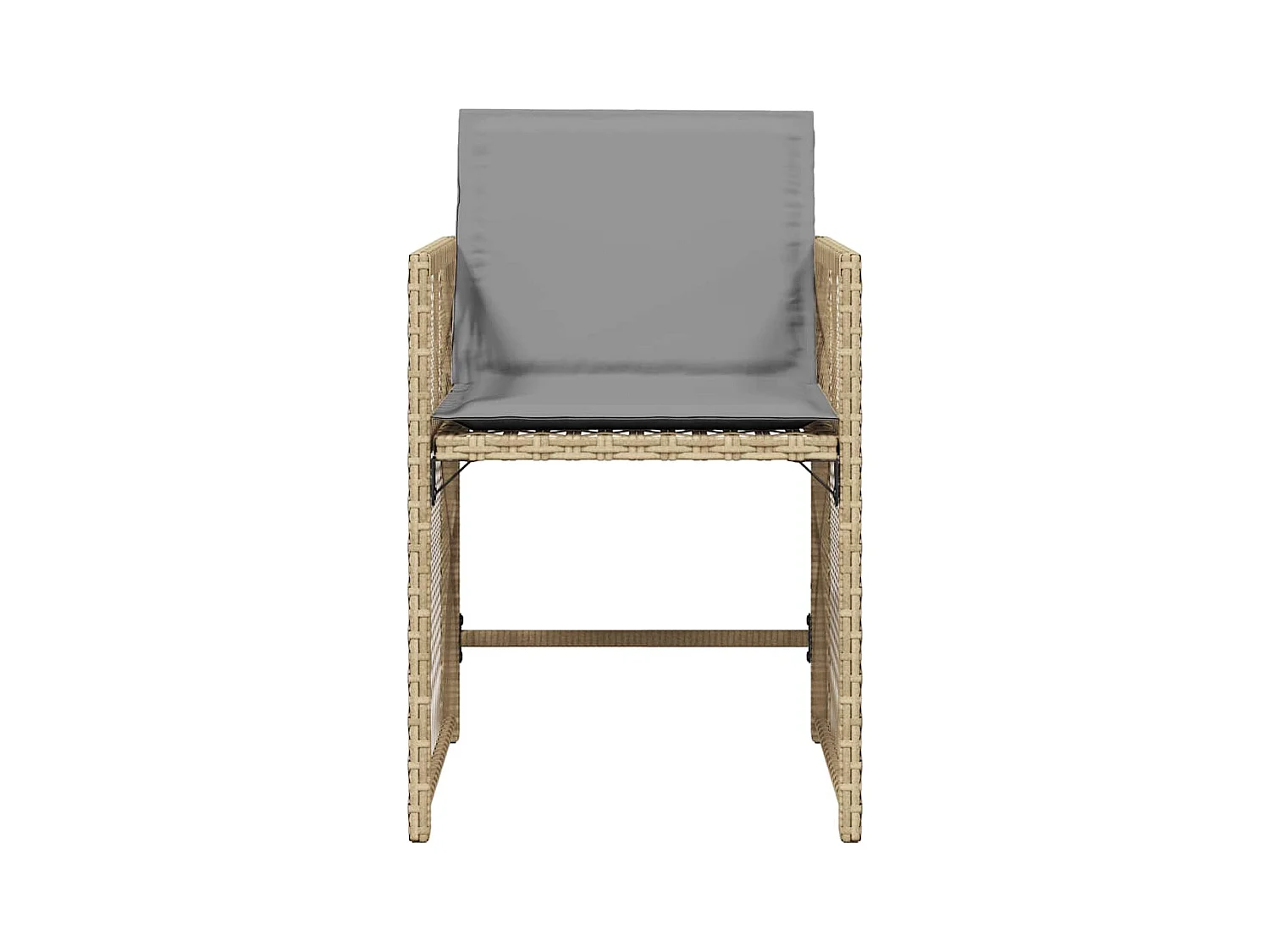 Cadeiras de jardim com almofadões 4 peças vime PE bege misturado