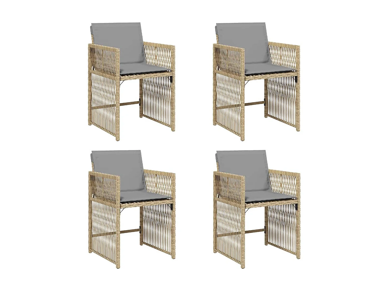 Chaises de jardin avec coussins lot de 4 mélange beige