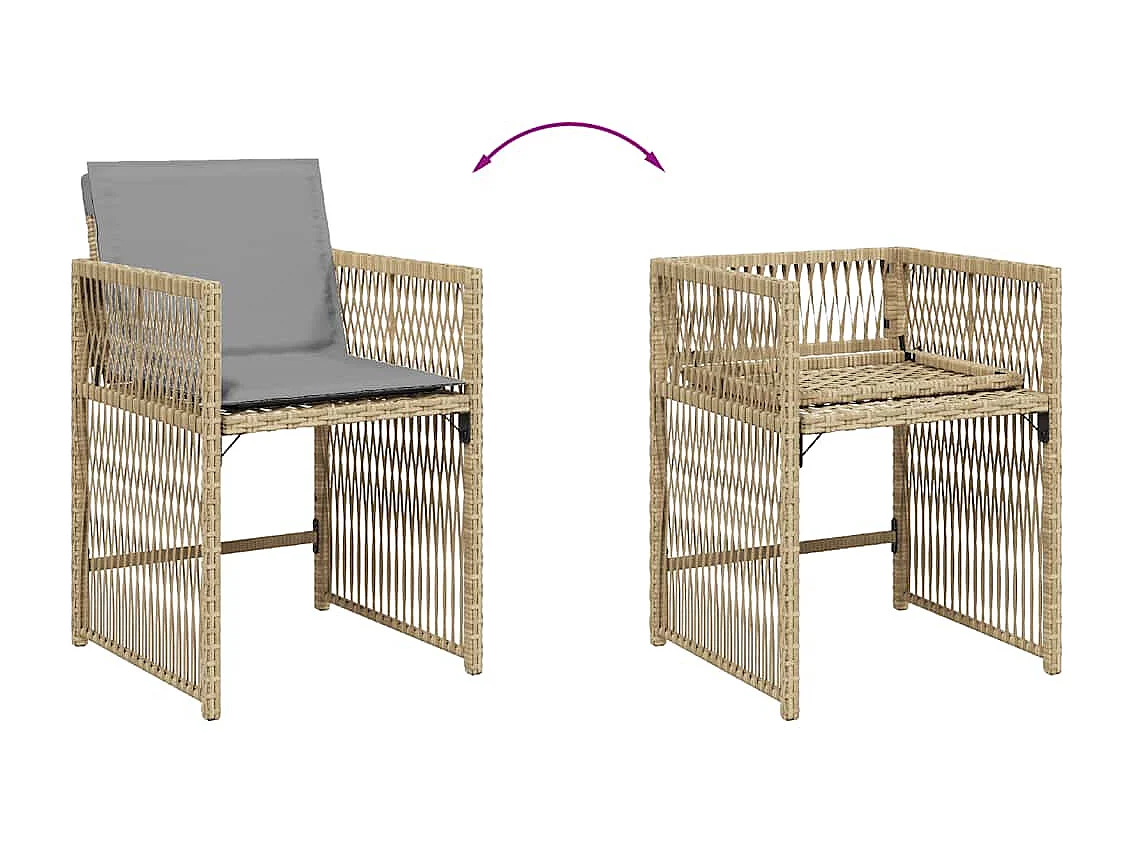 Chaises de jardin avec coussins lot de 4 mélange beige