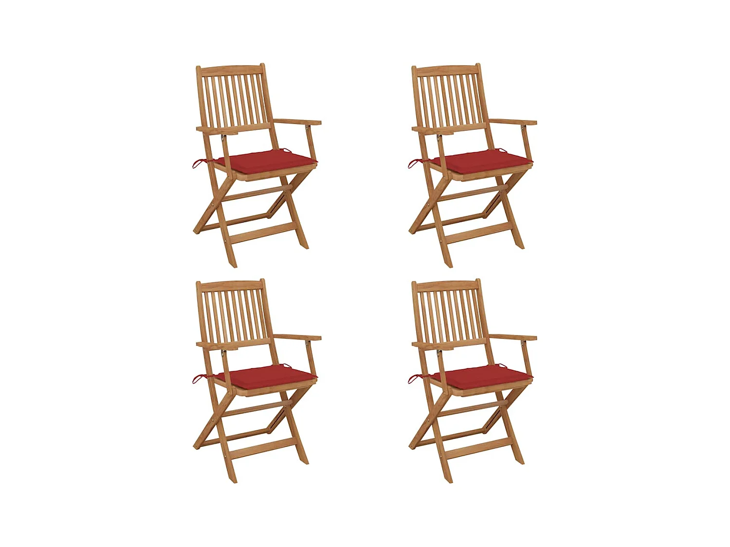 Chaises pliables de jardin 4 pièces avec coussins Bois d'acacia