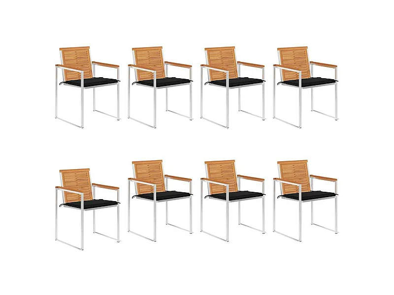 Tuinstoelen 8 st met kussens massief acaciahout