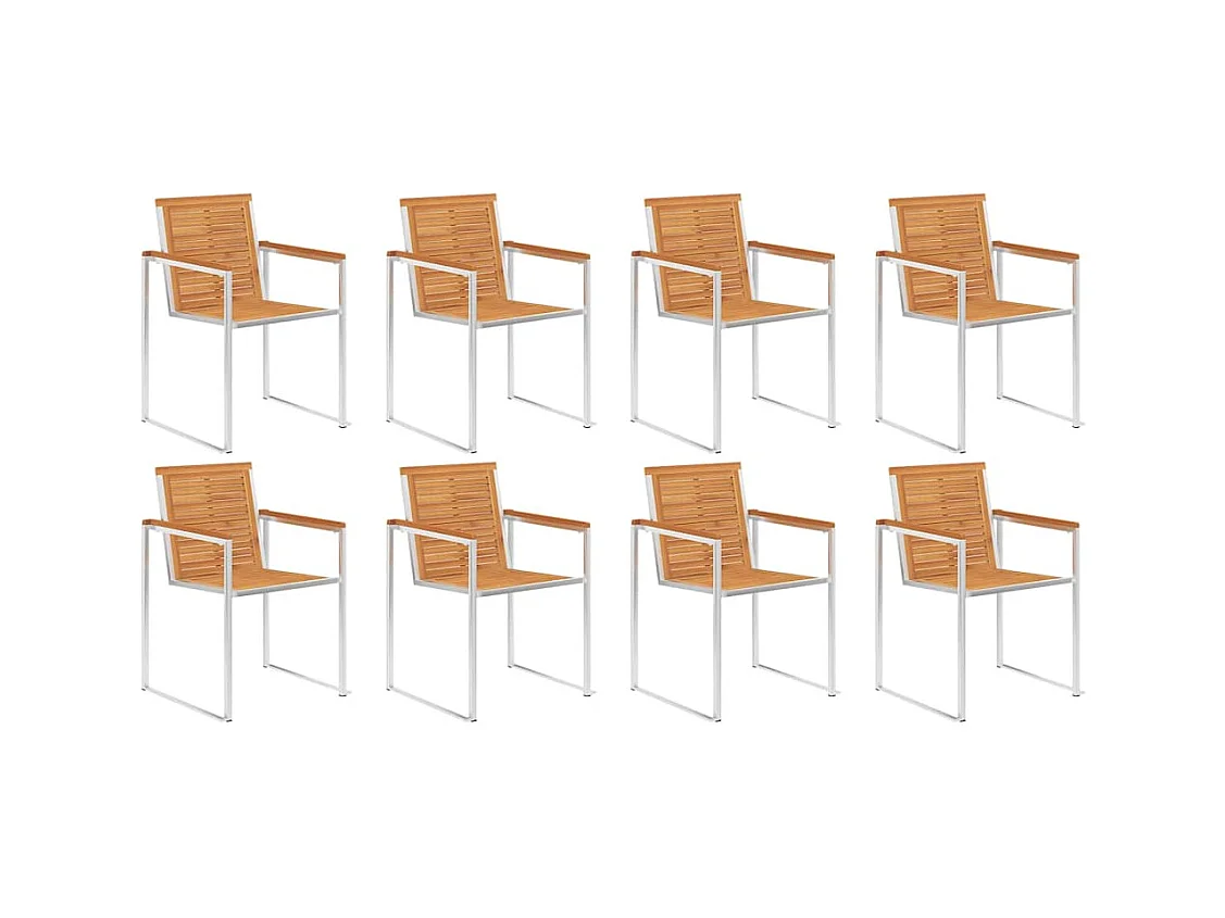Chaises de jardin lot de 8 avec coussins Bois d'acacia solide