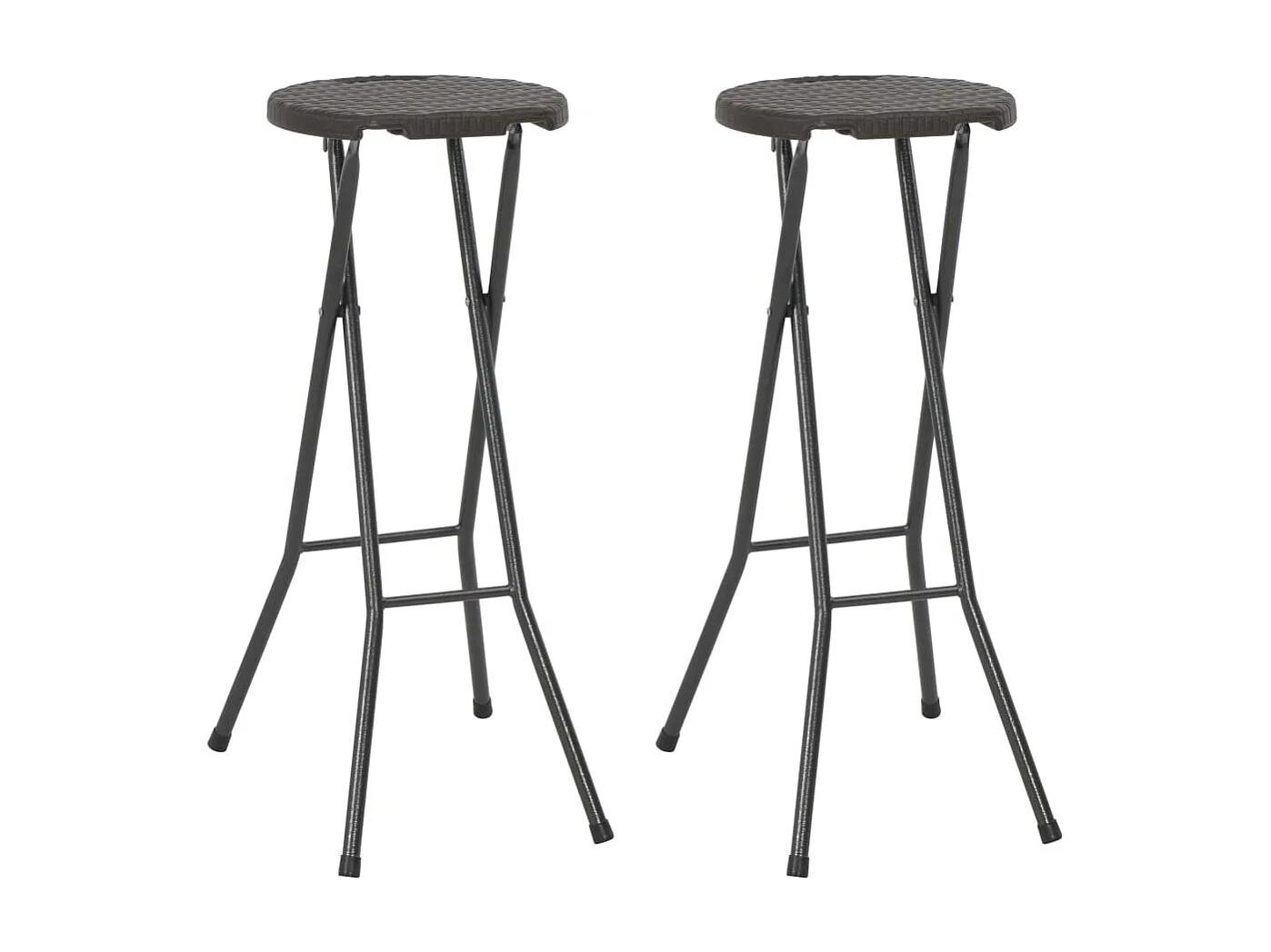 Tabouret de bar pliable 2 pièces PEHD et acier Marron Aspect rotin