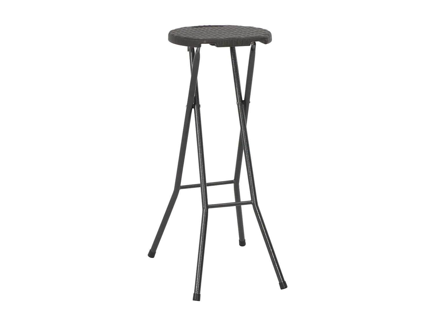Tabouret de bar pliable 2 pièces PEHD et acier Marron Aspect rotin
