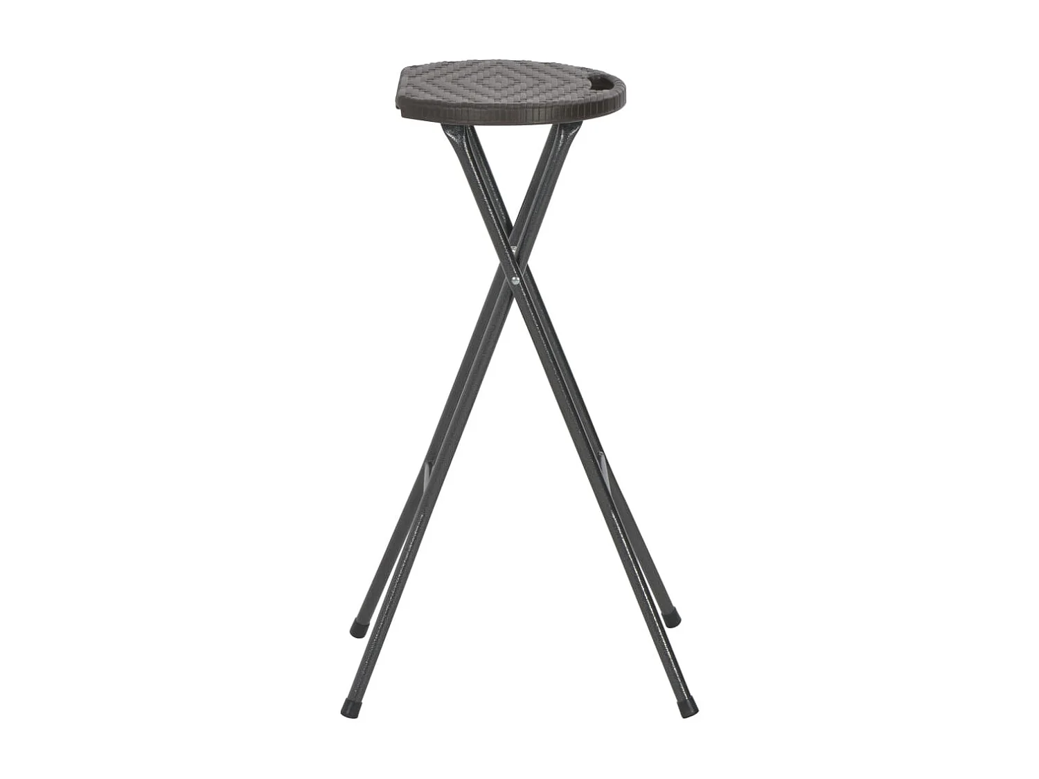 Tabouret de bar pliable 2 pièces PEHD et acier Marron Aspect rotin