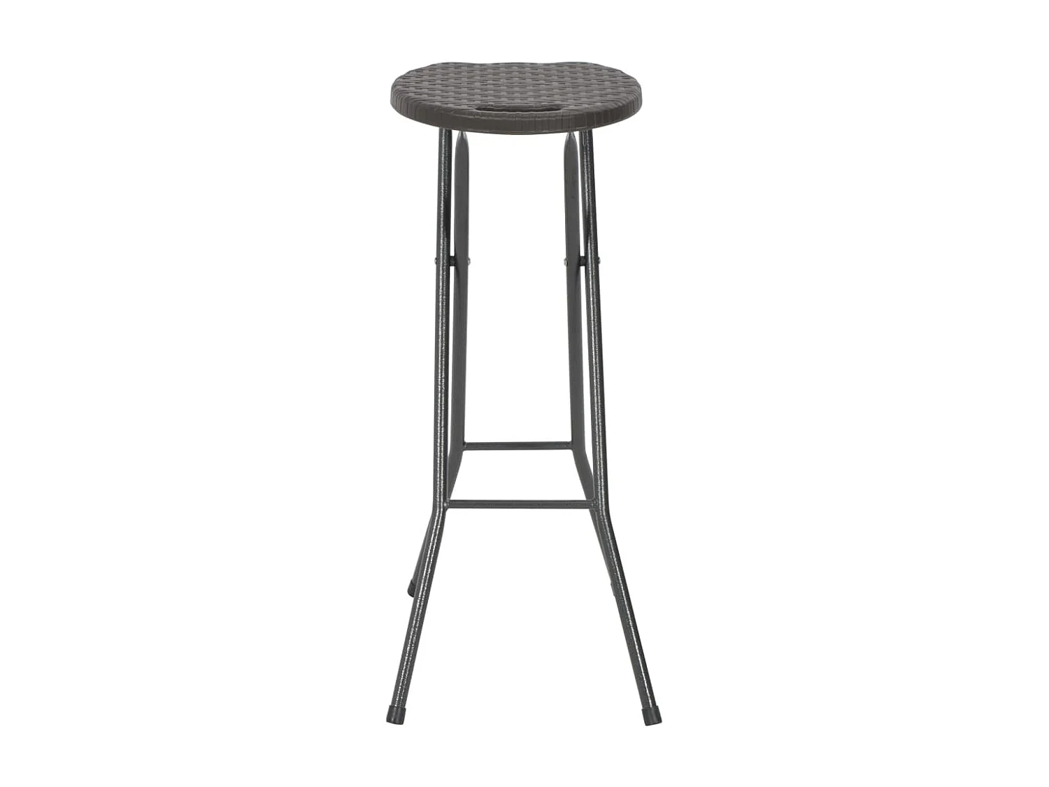 Tabouret de bar pliable 2 pièces PEHD et acier Marron Aspect rotin