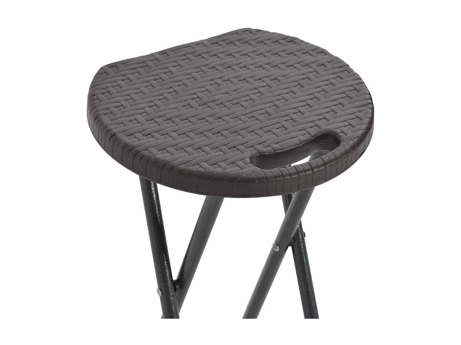 Tabouret de bar pliable 2 pièces PEHD et acier Marron Aspect rotin