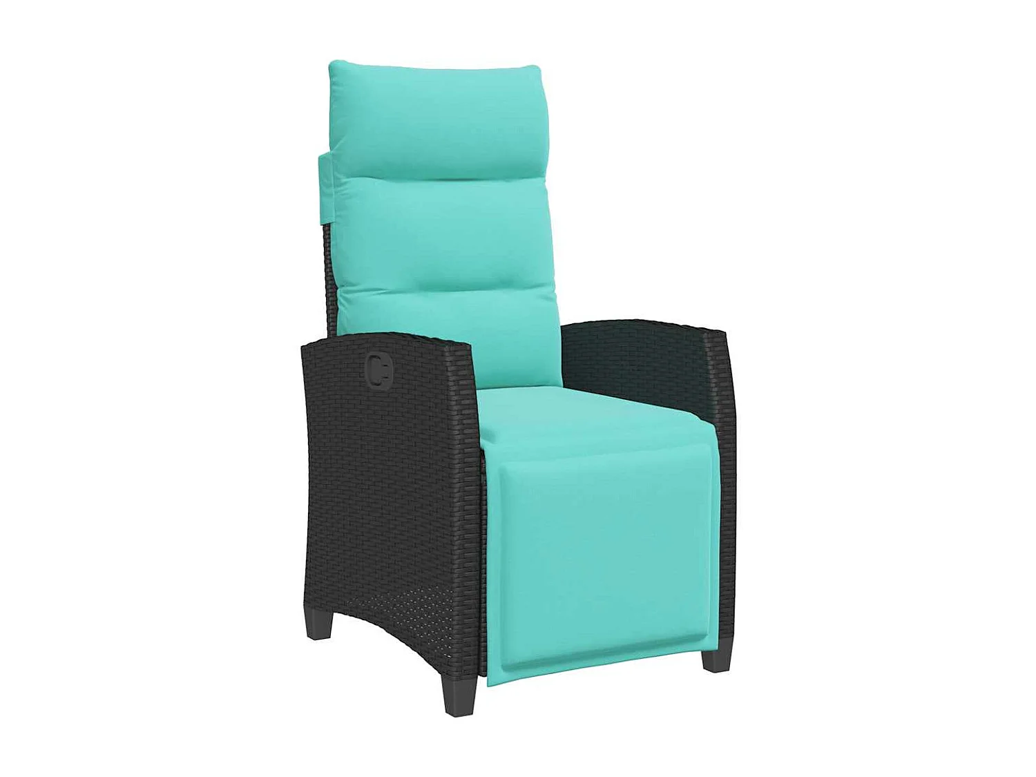 Silla de jardín reclinable con mesa auxiliar ratán negro