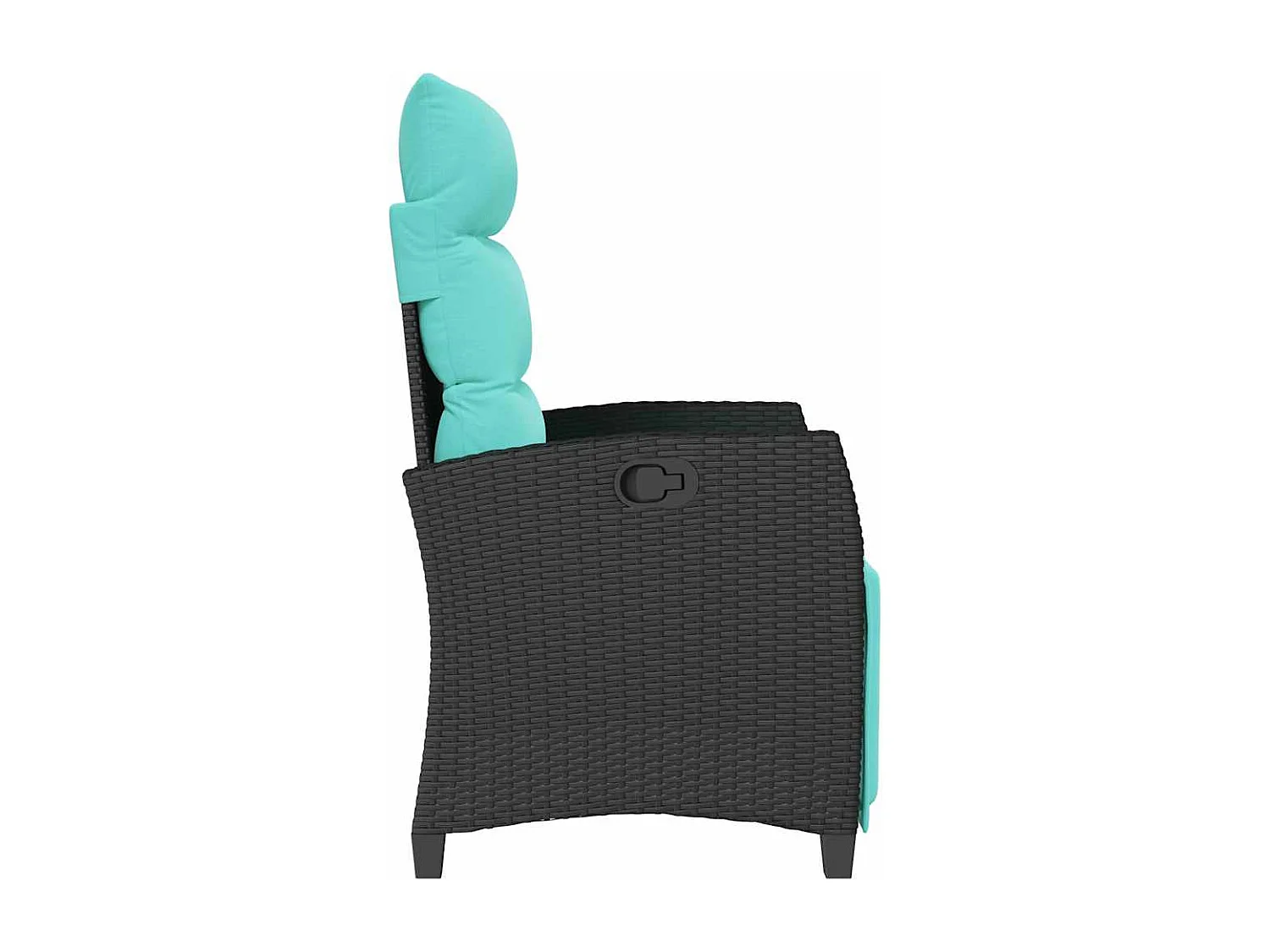 Silla de jardín reclinable con mesa auxiliar ratán negro