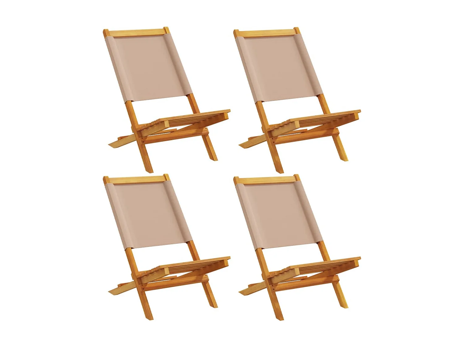 Chaises de jardin pliantes lot de 4 taupe tissu et bois massif