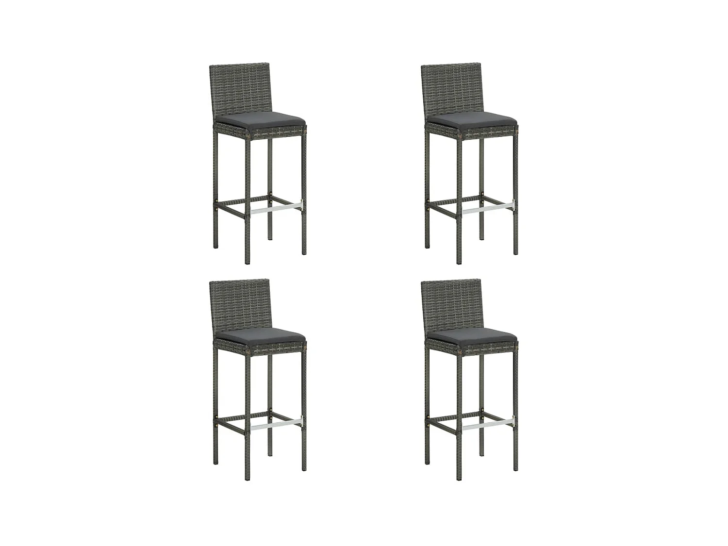 Tabourets de bar de jardin et coussins lot de 4 résine tressée