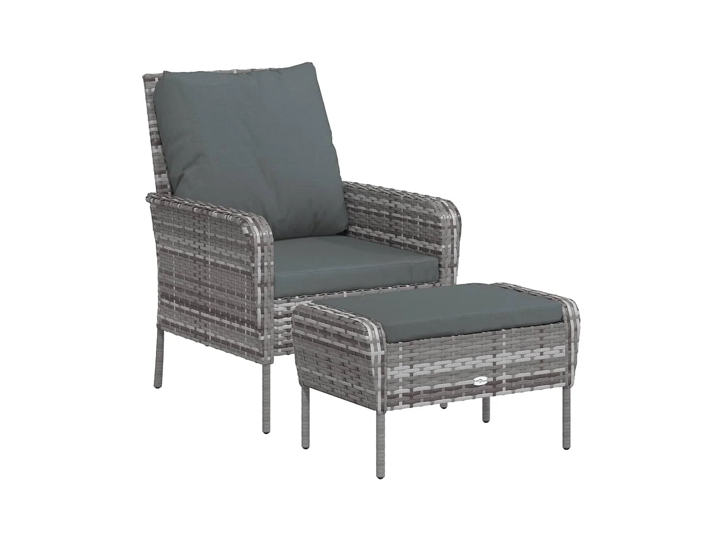 Chaise de jardin avec tabouret gris résine tressée