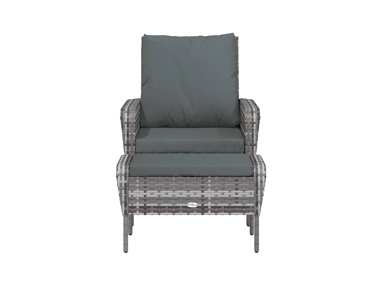 Chaise de jardin avec tabouret gris résine tressée