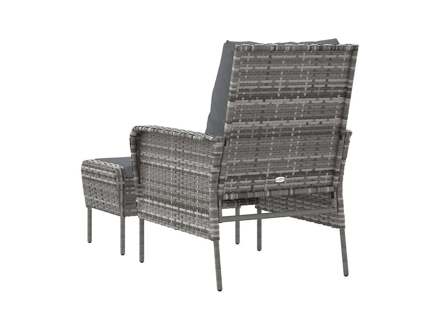 Chaise de jardin avec tabouret gris résine tressée
