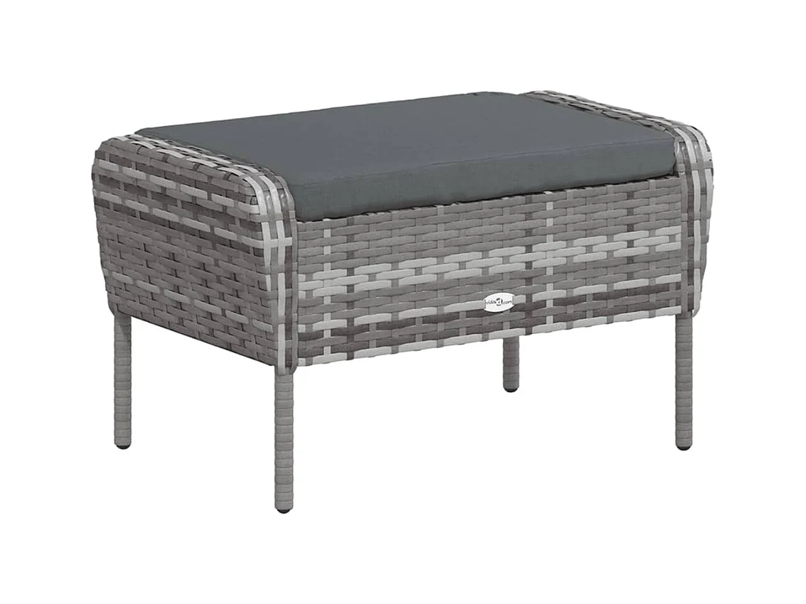 Chaise de jardin avec tabouret gris résine tressée