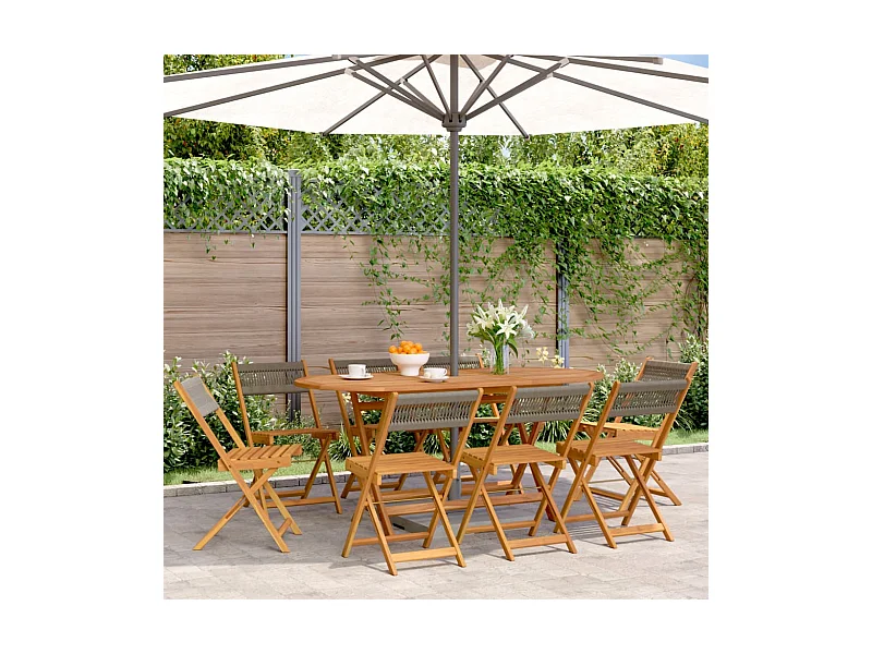Chaises de jardin pliables lot de 8 gris bois d'acacia massif