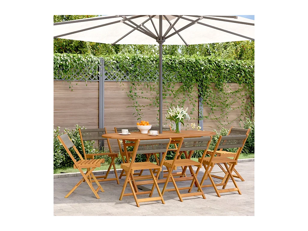 Chaises de jardin pliables lot de 8 gris bois d'acacia massif