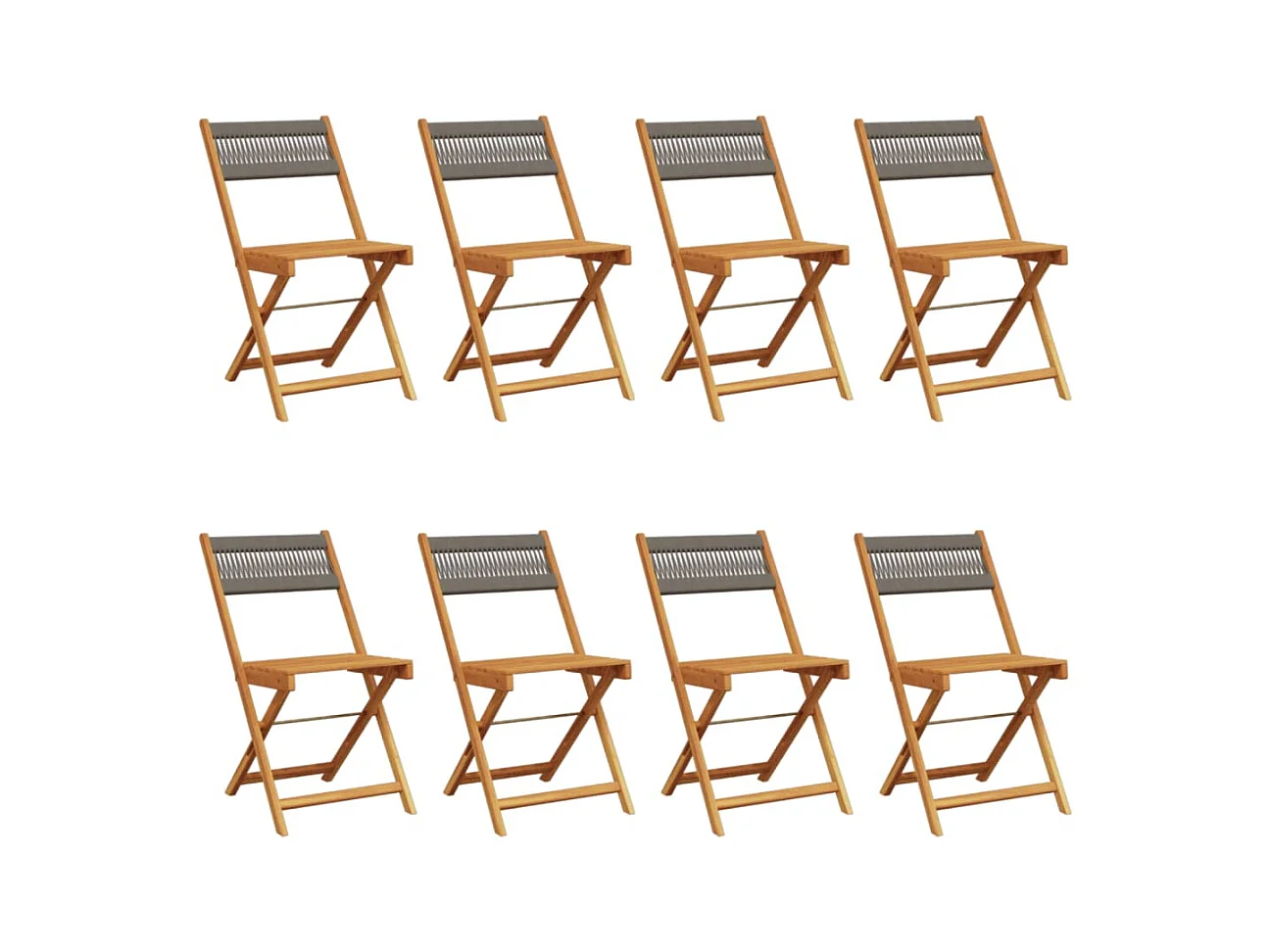 Chaises de jardin pliables lot de 8 gris bois d'acacia massif