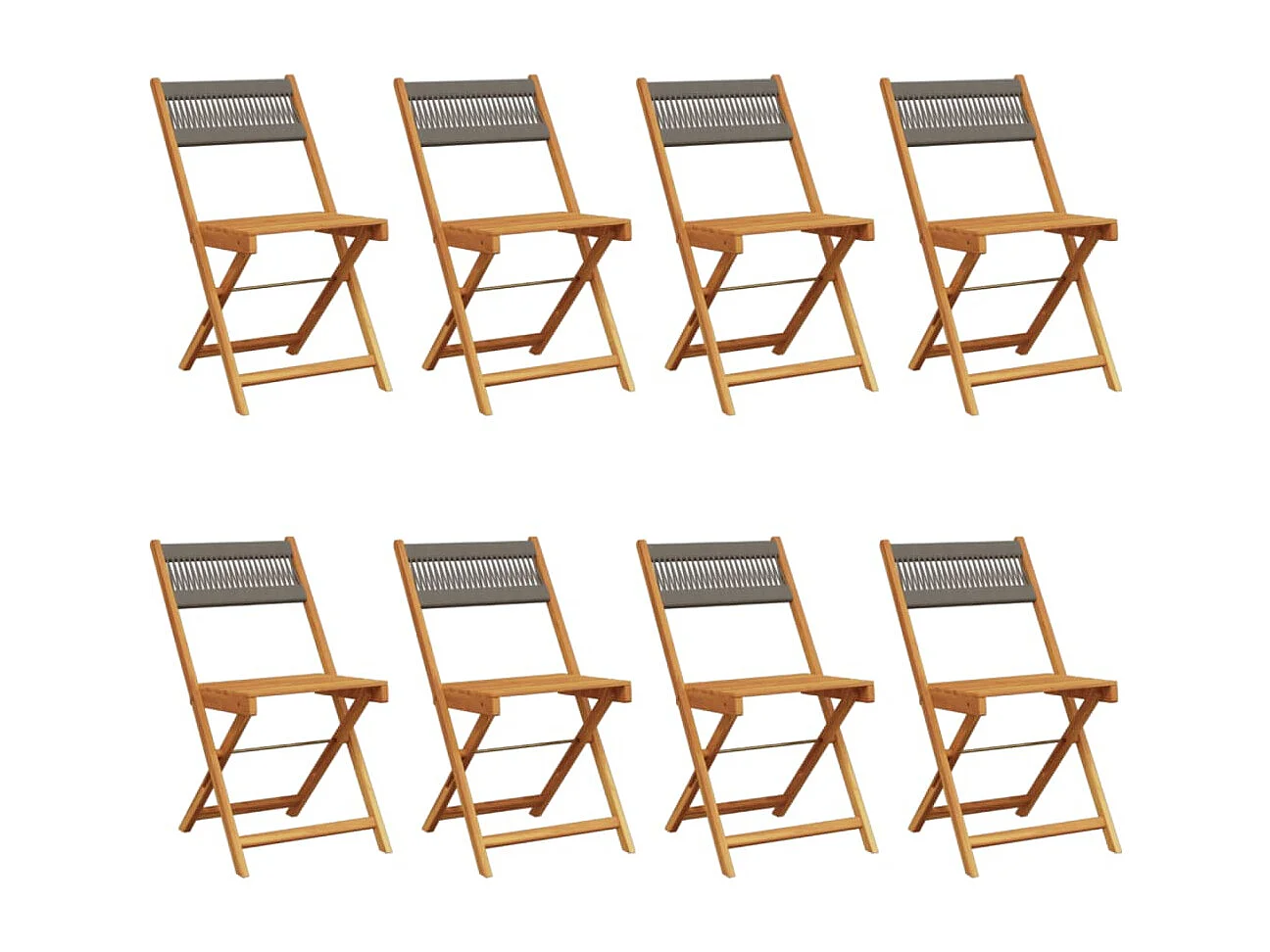 Chaises de jardin pliables lot de 8 gris bois d'acacia massif
