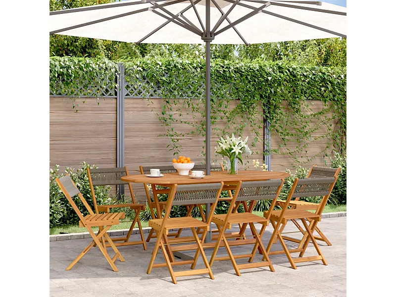Chaises de jardin pliables lot de 8 gris bois d'acacia massif