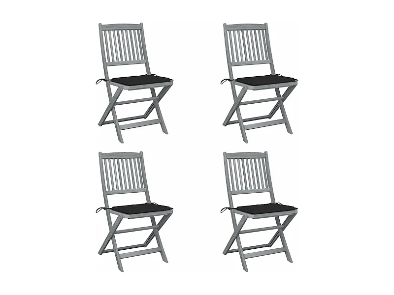 Chaises pliables d'extérieur 4 pièces avec coussins Bois d'acacia