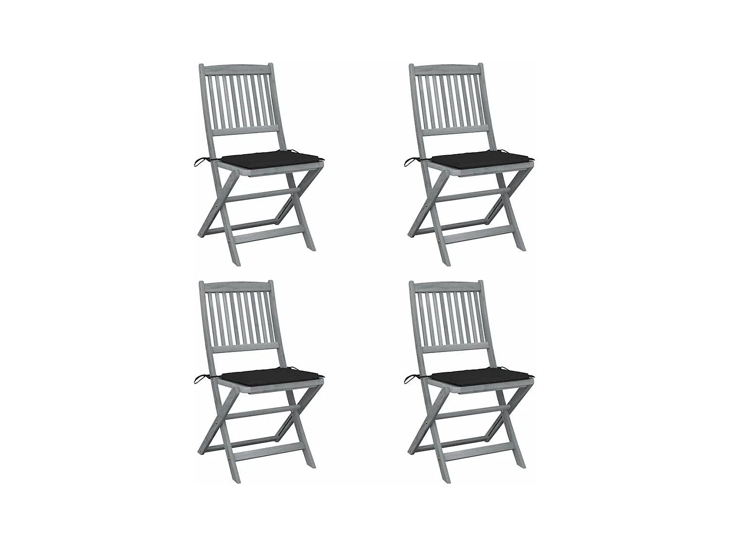 Chaises pliables d'extérieur 4 pièces avec coussins Bois d'acacia