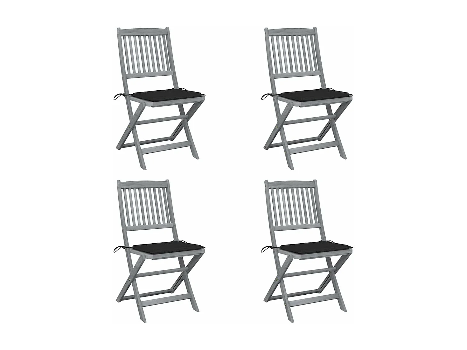Chaises pliables d'extérieur 4 pièces avec coussins Bois d'acacia