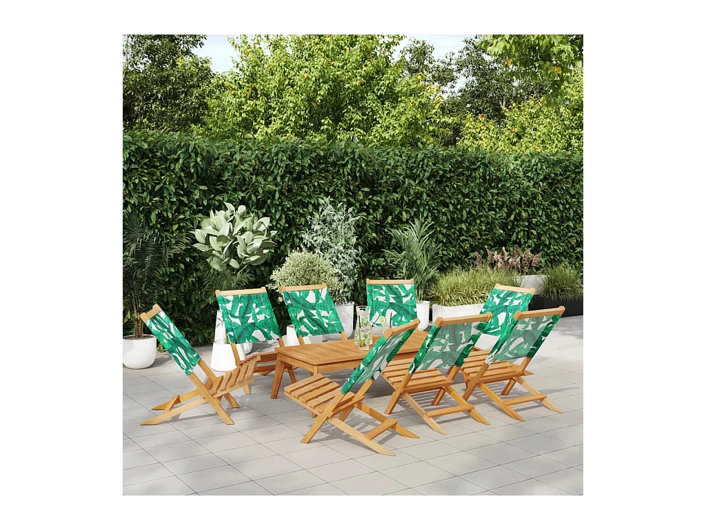 Chaises de jardin pliantes lot de 8 vert tissu et bois massif