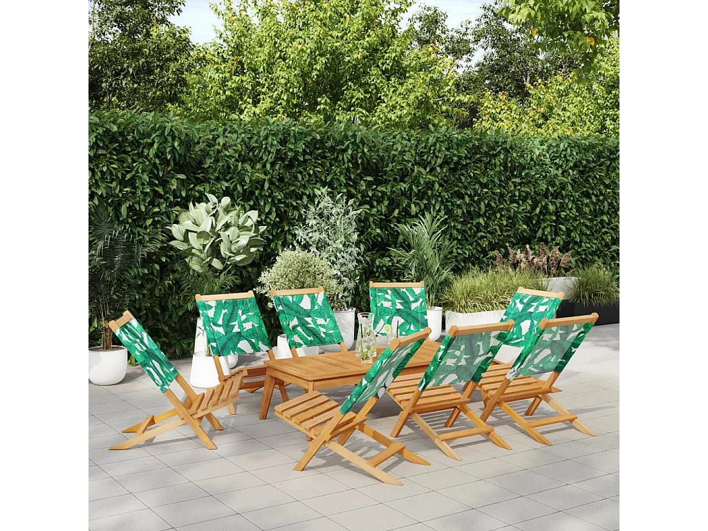 Chaises de jardin pliantes lot de 8 vert tissu et bois massif