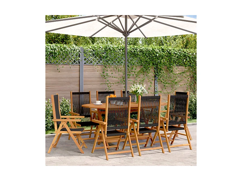 Sillas de jardín reclinables 8 unidades madera maciza acacia negro