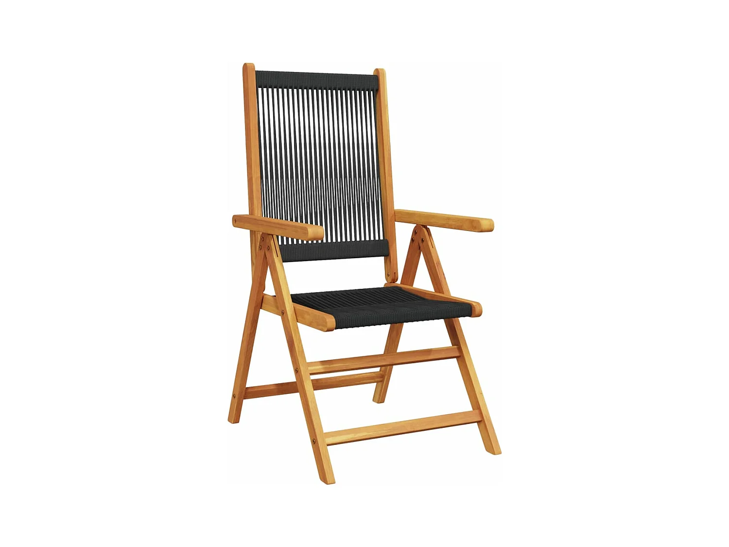 Chaises inclinables de jardin lot de 8 noir bois massif acacia