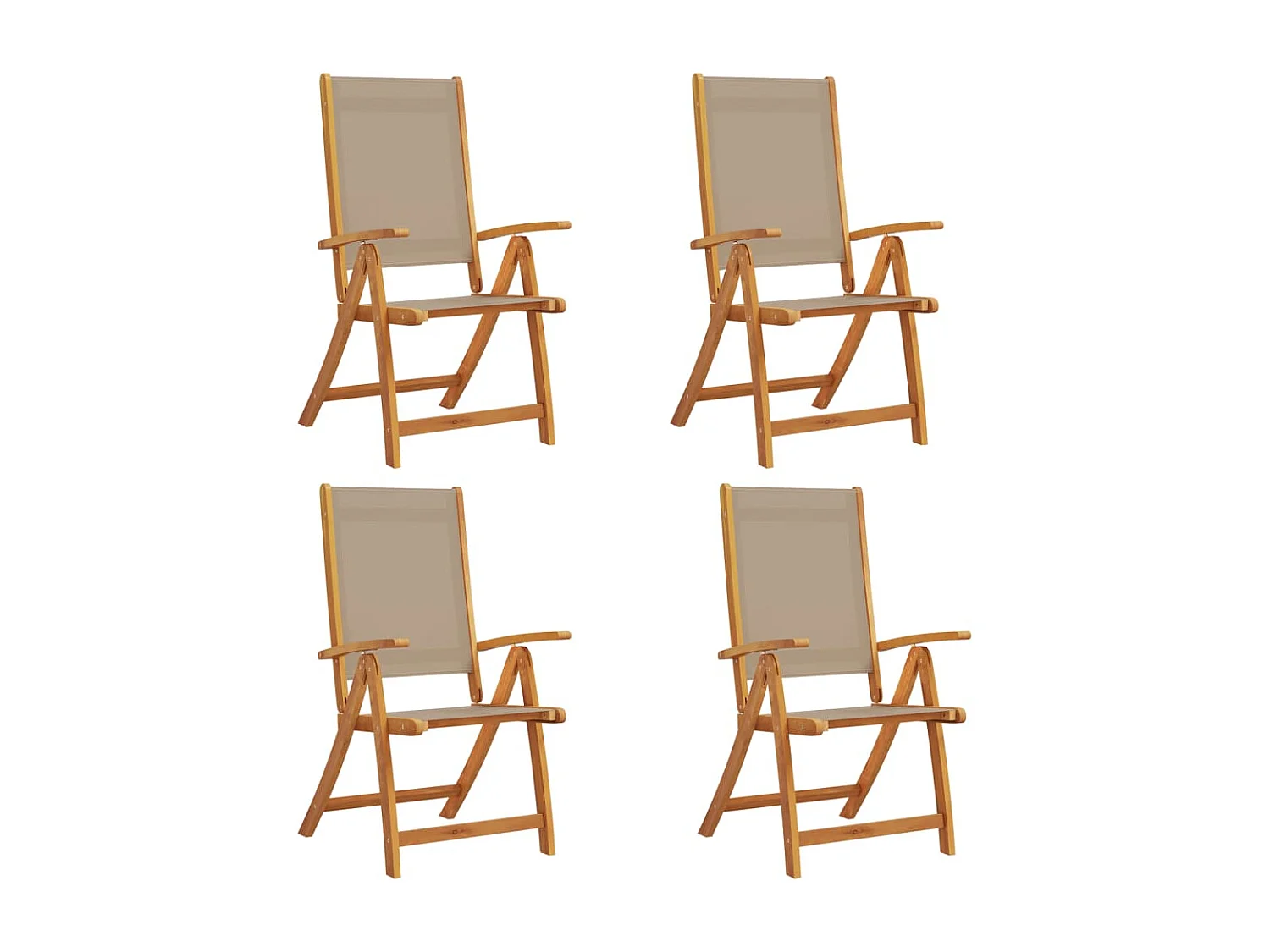 Chaises pliables de jardin lot de 4 bois d'acacia et textilène