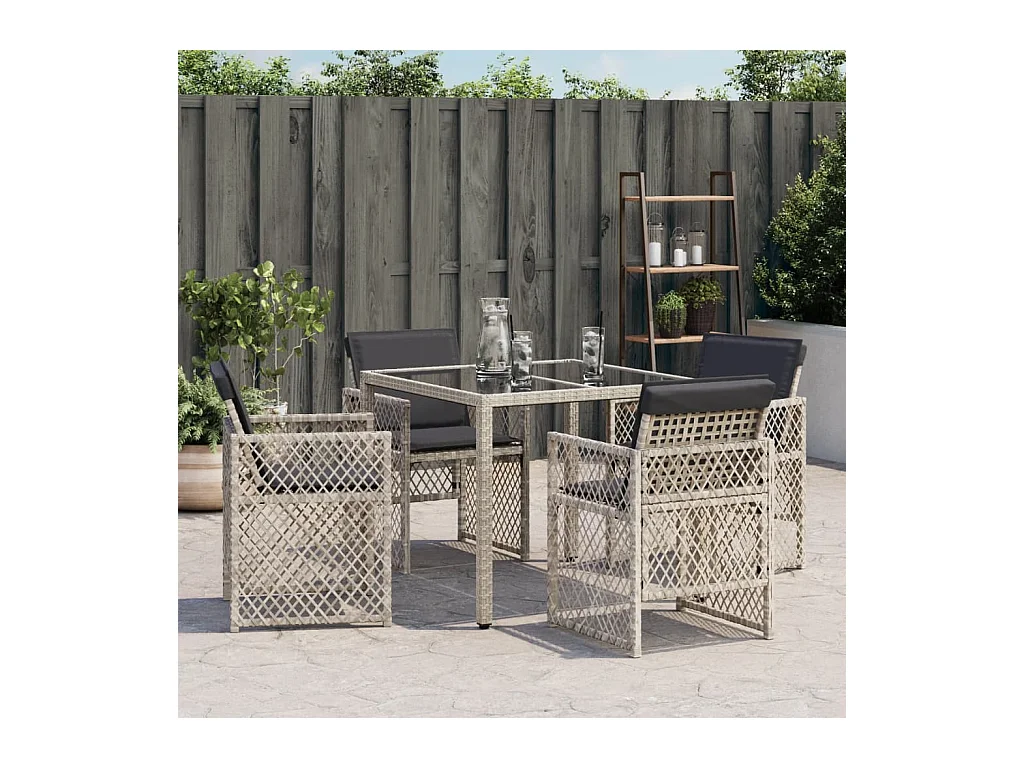 Sillones de jardín con cojines 4 unidades ratán sintético gris claro