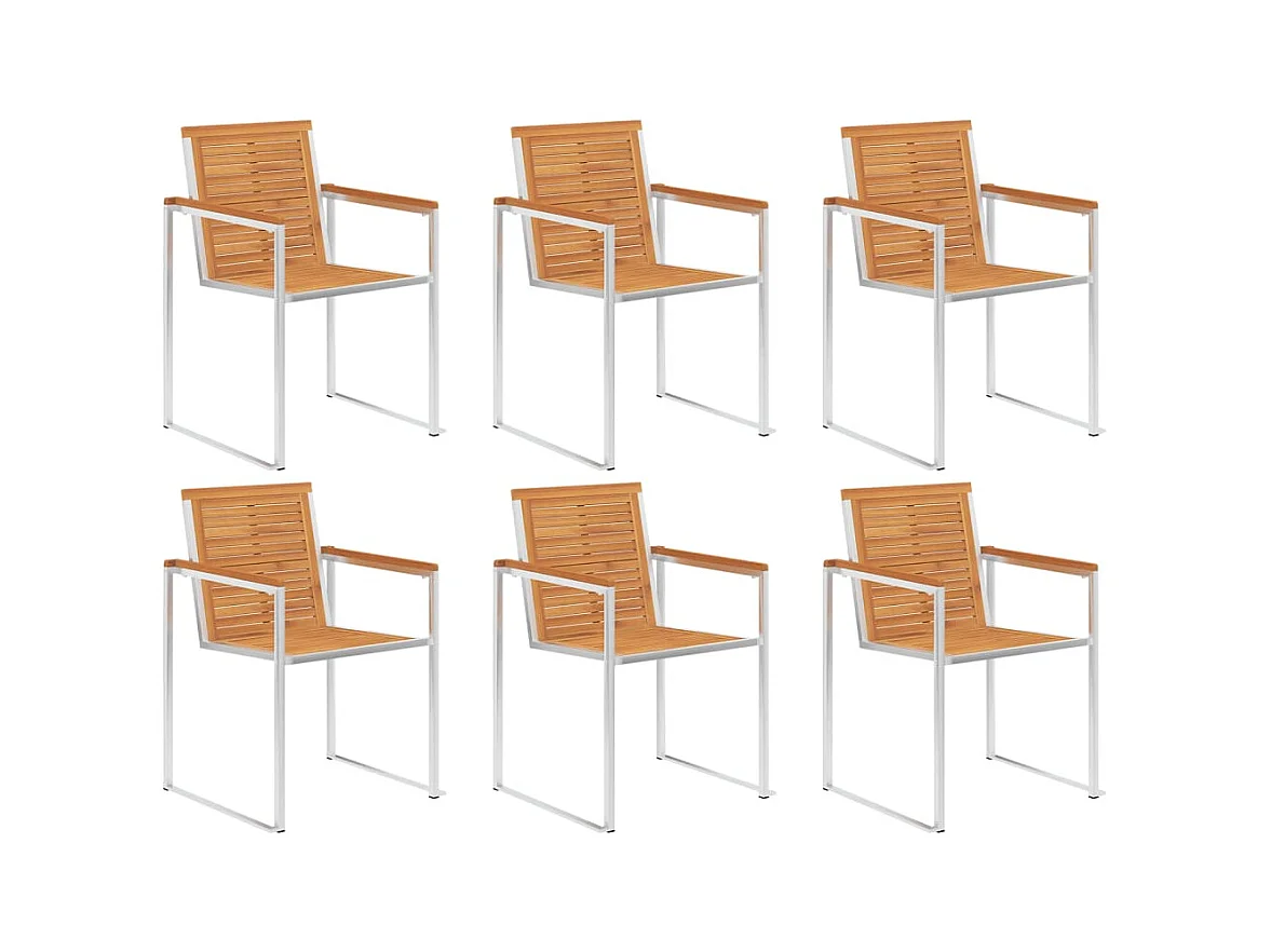 Chaises de jardin 6 pièces avec coussins Bois d'acacia solide