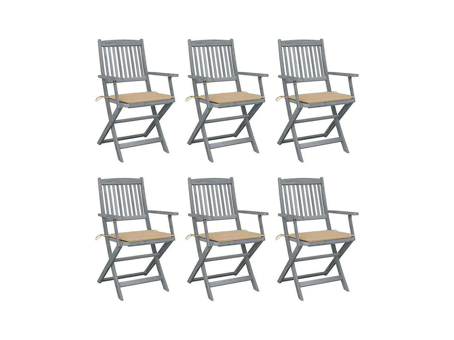 Cadeiras exterior dobráveis com almofadões 6 peças acácia maciça
