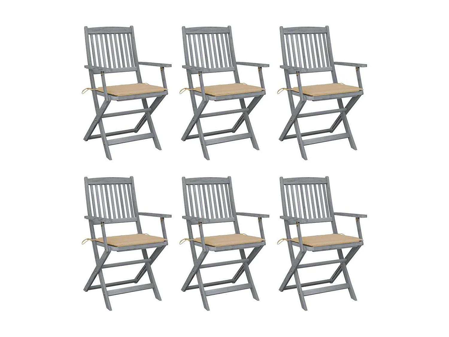 Chaises pliables d'extérieur 6 pièces avec coussins Bois d'acacia