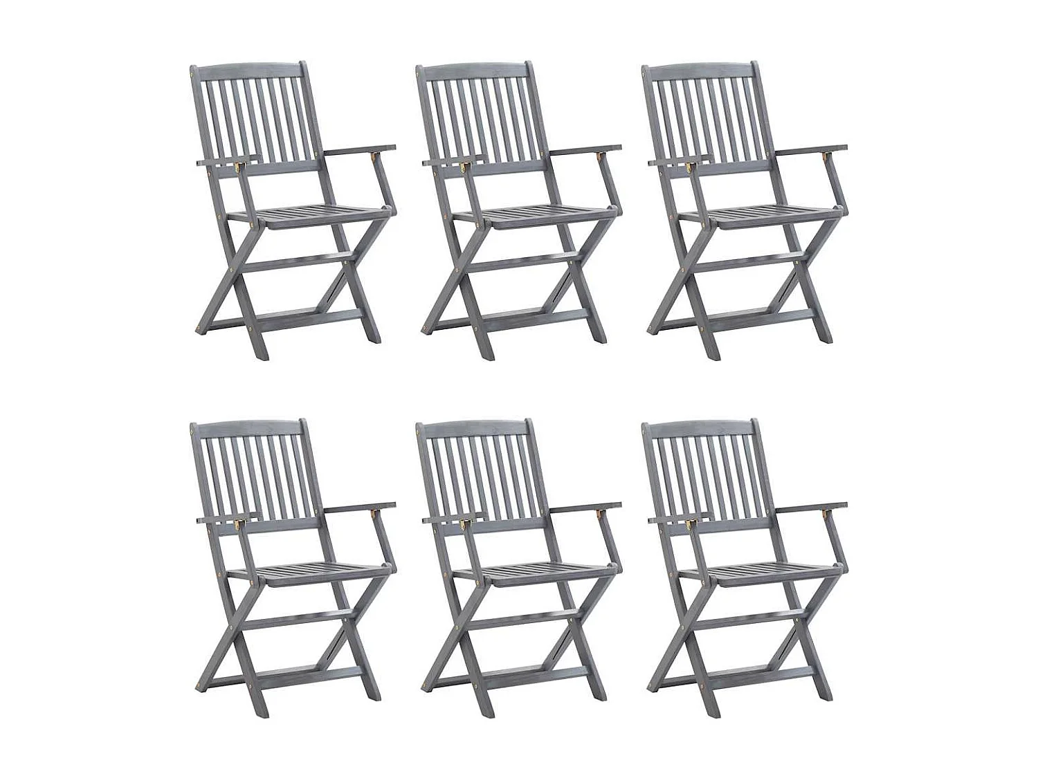 Chaises pliables d'extérieur 6 pièces avec coussins Bois d'acacia