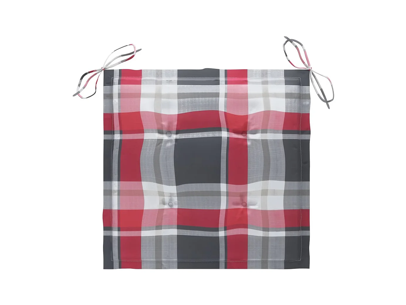 Cadeiras de jardim com almofadões xadrez vermelho 4 peças teca