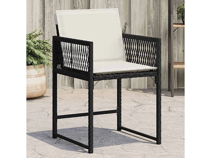 Tuinstoelen 4 stukkenmet kussens poly rattan zwart