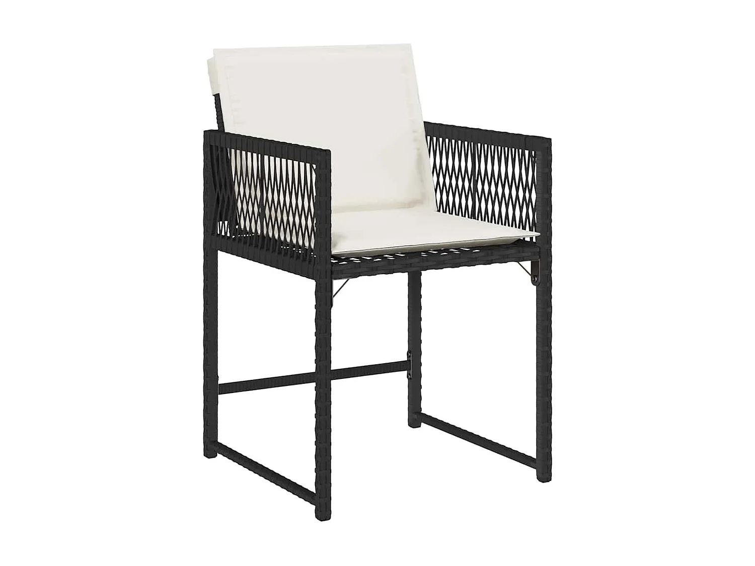 Chaises de jardin lot de 4 avec coussins noir résine tressée